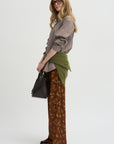 Floral Jacquard Pull On Pants, Rust