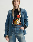Thin Belted Denim Pants, Blue