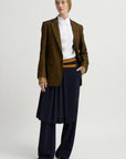 Pleated Overskirt Pants, Navy