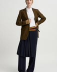 Pleated Overskirt Pants, Navy
