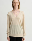 V-Neck Sweater, Ecru