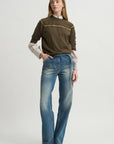 Short Sleeve Raglan Sweater, Forest