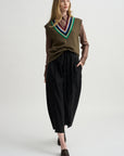 Striped V-Neck Sweater Vest, Forest