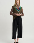 Striped V-Neck Sweater Vest, Forest