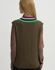 Striped V-Neck Sweater Vest, Forest
