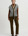 Sleeveless Contrast Knit, Grey