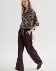 Printed Top, Brown