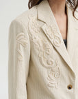 Embroidered Blazer, Ecru
