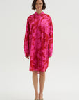 Hawaiian Floral Print Dress, Fuchsia