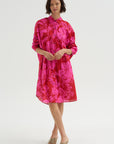 Hawaiian Floral Print Dress, Fuchsia