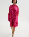 Hawaiian Floral Print Dress, Fuchsia