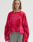Floral Print Sweater, Red
