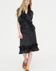 Stripe Wrap Blouse, Navy
