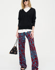 Archive Rose Print Pants, Burgundy
