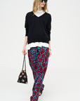 Archive Rose Print Pants, Burgundy