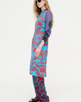 Printed Sheath Dress, Blue