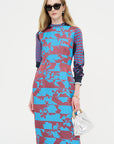 Printed Sheath Dress, Blue