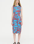 Printed Sheath Dress, Blue