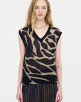 Printed Sweater Vest, Navy