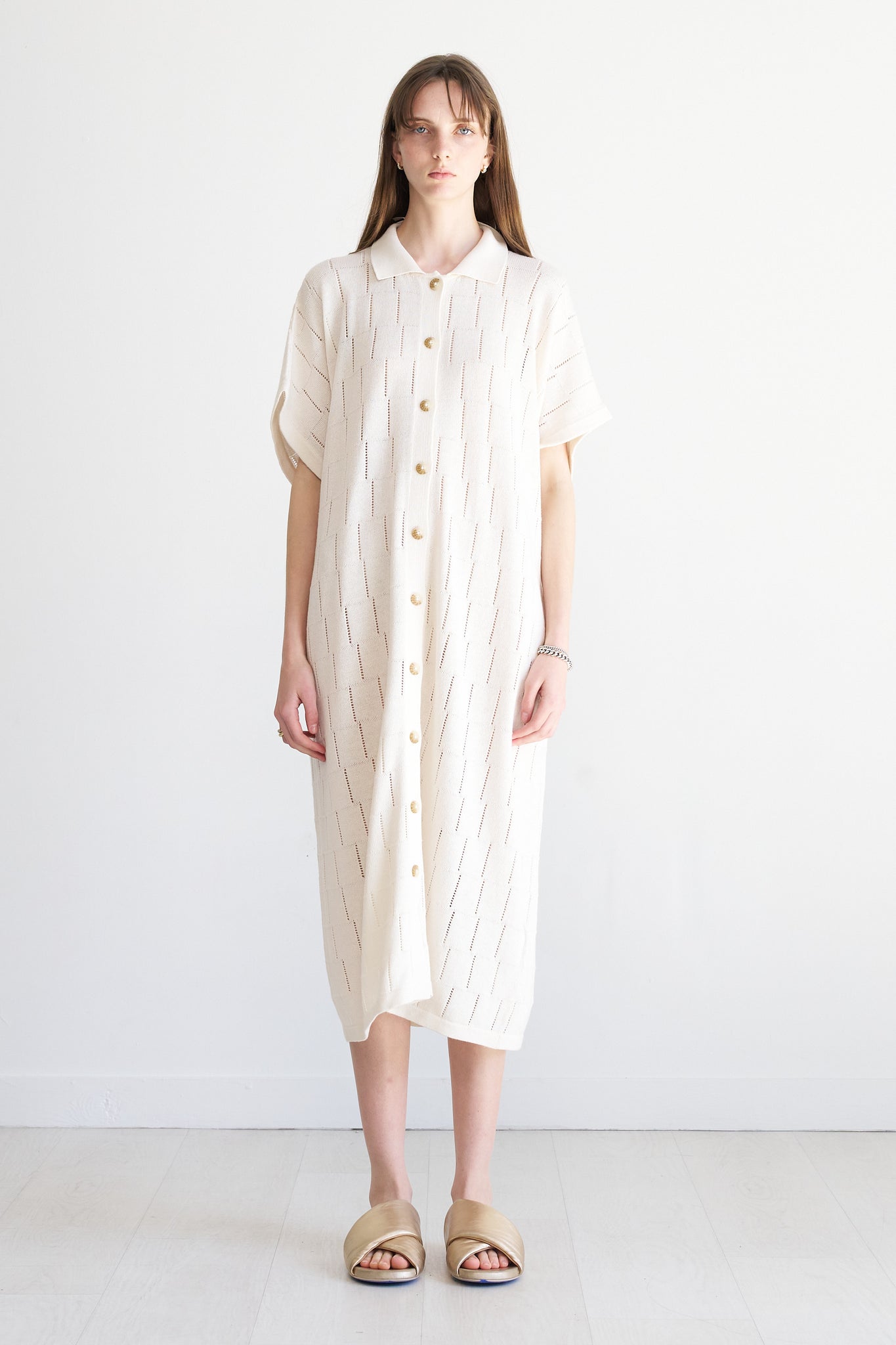 Lauren Manoogian - Lattice Shirt Dress, Bone