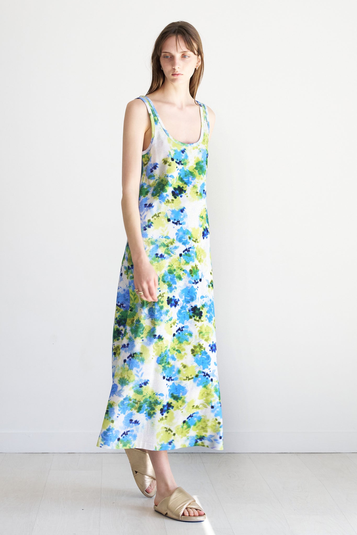 Christian Wijnants - Dakonia Jersey Dress, Lime Blue Marigolds
