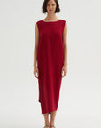 Long Drape Back Dress, Rosso
