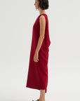 Long Drape Back Dress, Rosso
