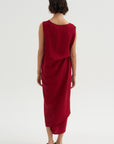 Long Drape Back Dress, Rosso