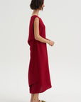 Long Drape Back Dress, Rosso