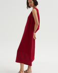 Long Drape Back Dress, Rosso
