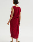 Long Drape Back Dress, Rosso