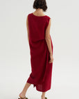 Long Drape Back Dress, Rosso