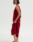 Long Drape Back Dress, Rosso