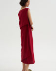 Long Drape Back Dress, Rosso