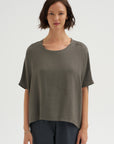 Easy Crepe Linen T-Shirt, Storm