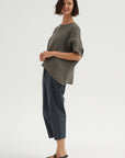 Easy Crepe Linen T-Shirt, Storm