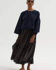 Pleated Pants Voile, Ebano