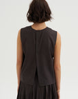 Sleeveless Slick Back Top, Ebano