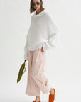 Mock Neck Kimono Sleeve Sweater, White