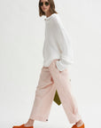 Mock Neck Kimono Sleeve Sweater, White