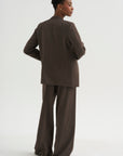 Loose Blazer - Spigato, Dark Taupe