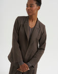Loose Blazer - Spigato, Dark Taupe