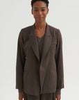 Loose Blazer - Spigato, Dark Taupe