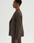 Loose Blazer - Spigato, Dark Taupe