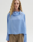 Batwing Turtleneck Oversized Shirt, Cielo