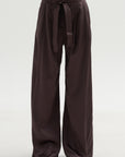 Wide Leg Pants with Belt, Black Wood
