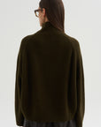 High Crossed Neck Sweater, Moss
