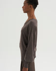 V-Neck Blause Sweater, Dark Taupe
