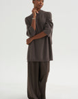 Boxy Crewneck Sweater, Dark Taupe