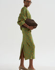 Floral Jacquard Skirt, Light Green